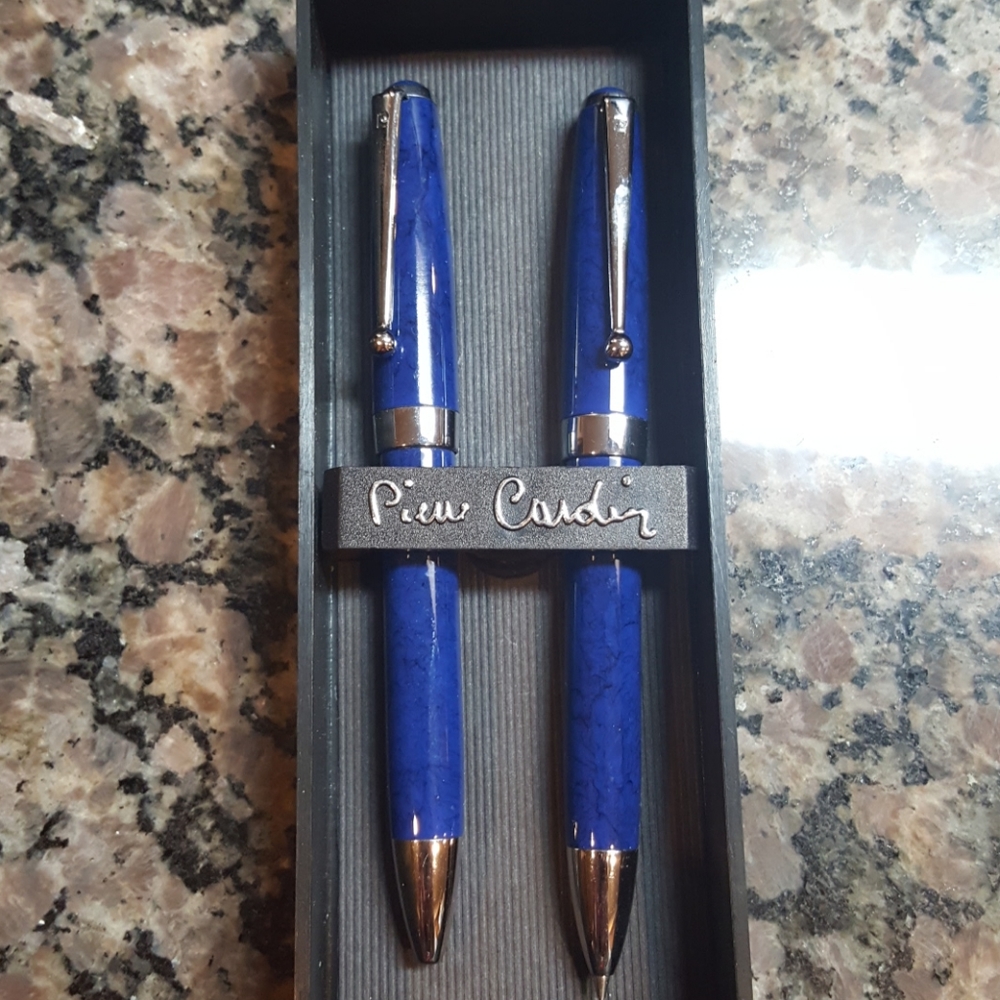 Pierre cardin blue silver pencil and pen set